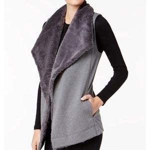 Ideology gray faux fur collared vest